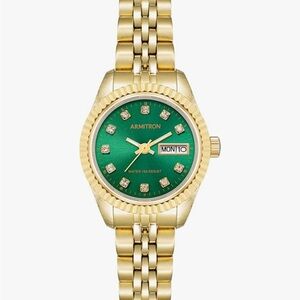 Armitron Gold and Green Watch with Diamond Markers